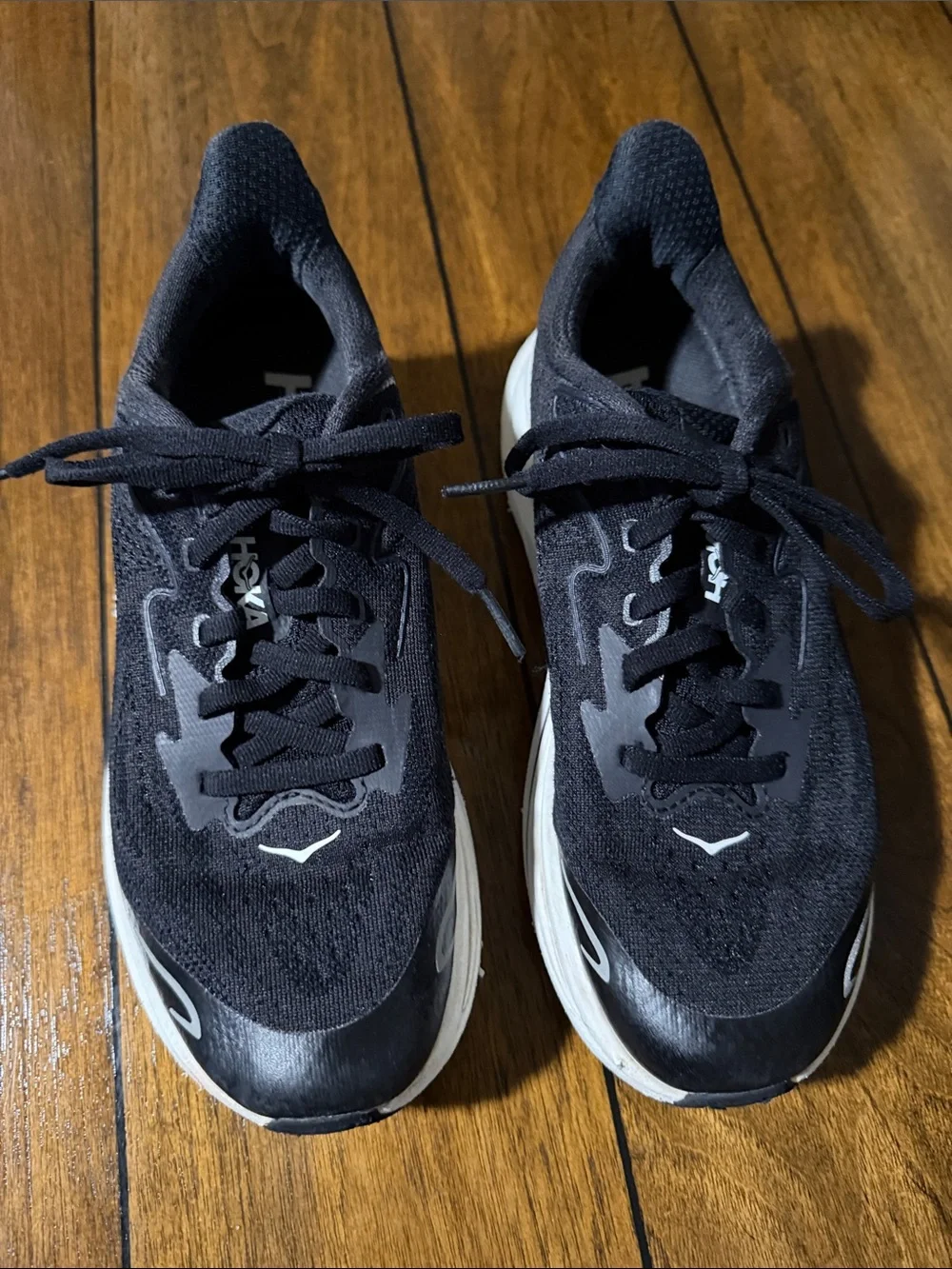 Hoka Black and White Road Running Shoes